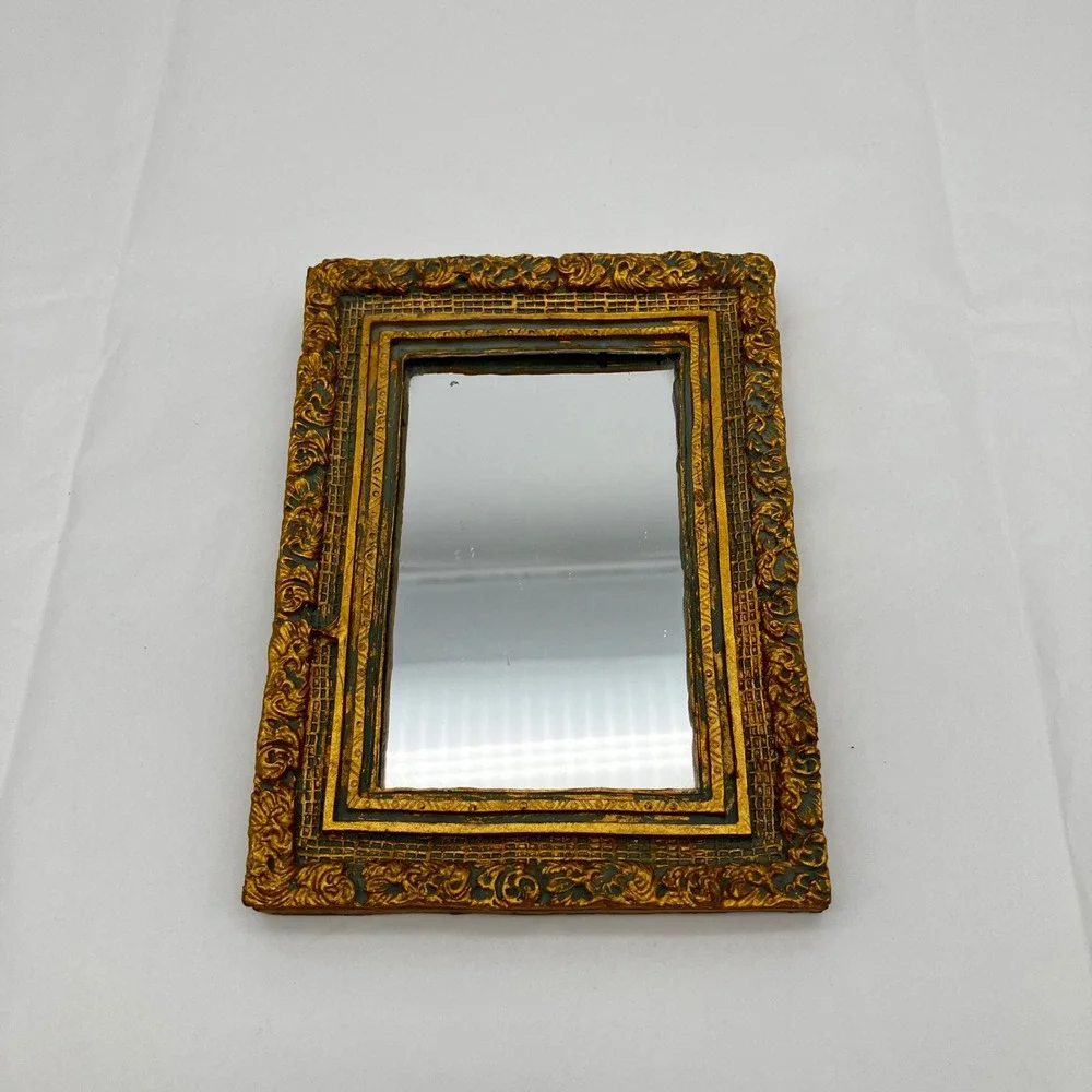 Miniature Wall Mirror 4x5.5 Gold Ornate Baroque Frame